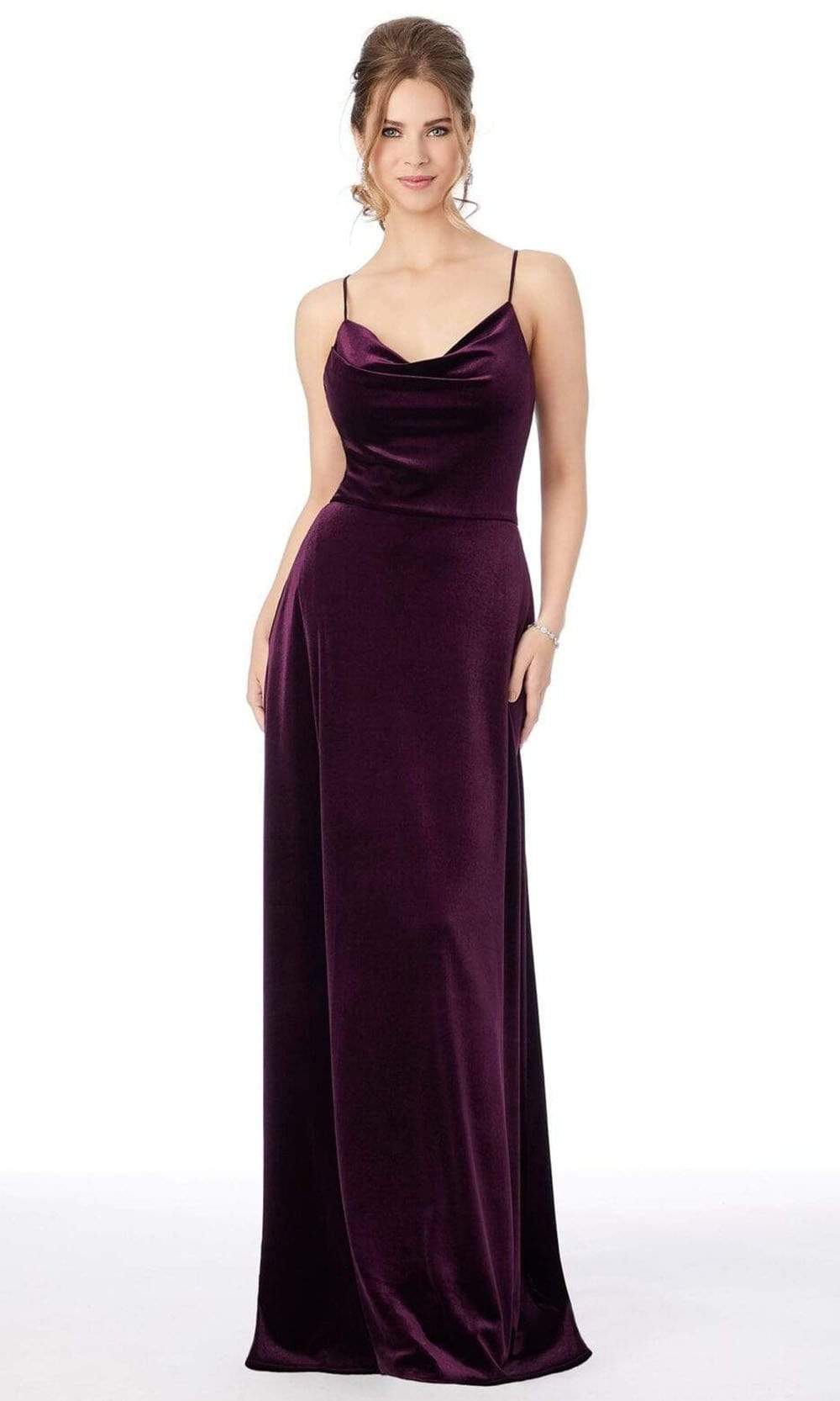 Mori Lee - 21685 Cowl Sheath Dress Bridesmaid Dresses 0 / Eggplant