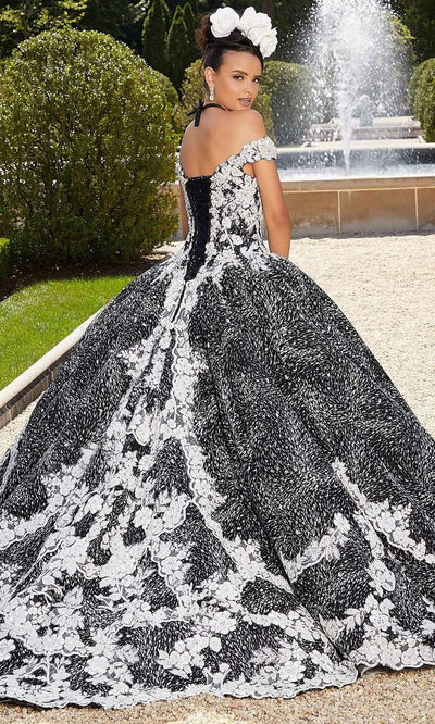 Mori Lee - 34042 Plunging Floral Embroidered Ballgown Special Occasion Dress