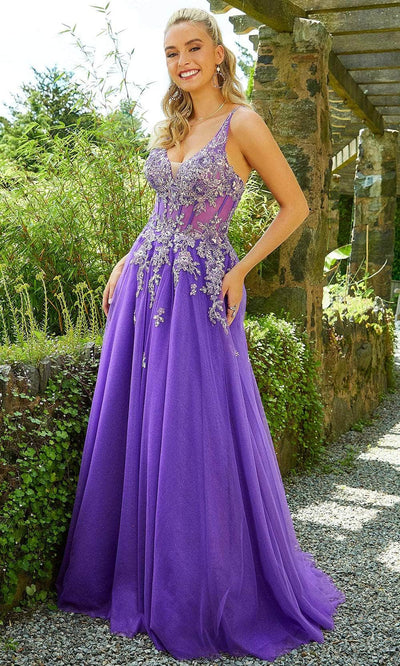 Mori Lee 47019 - Embellished Sleeveless Prom Dress Prom Dresses 00 / Purple