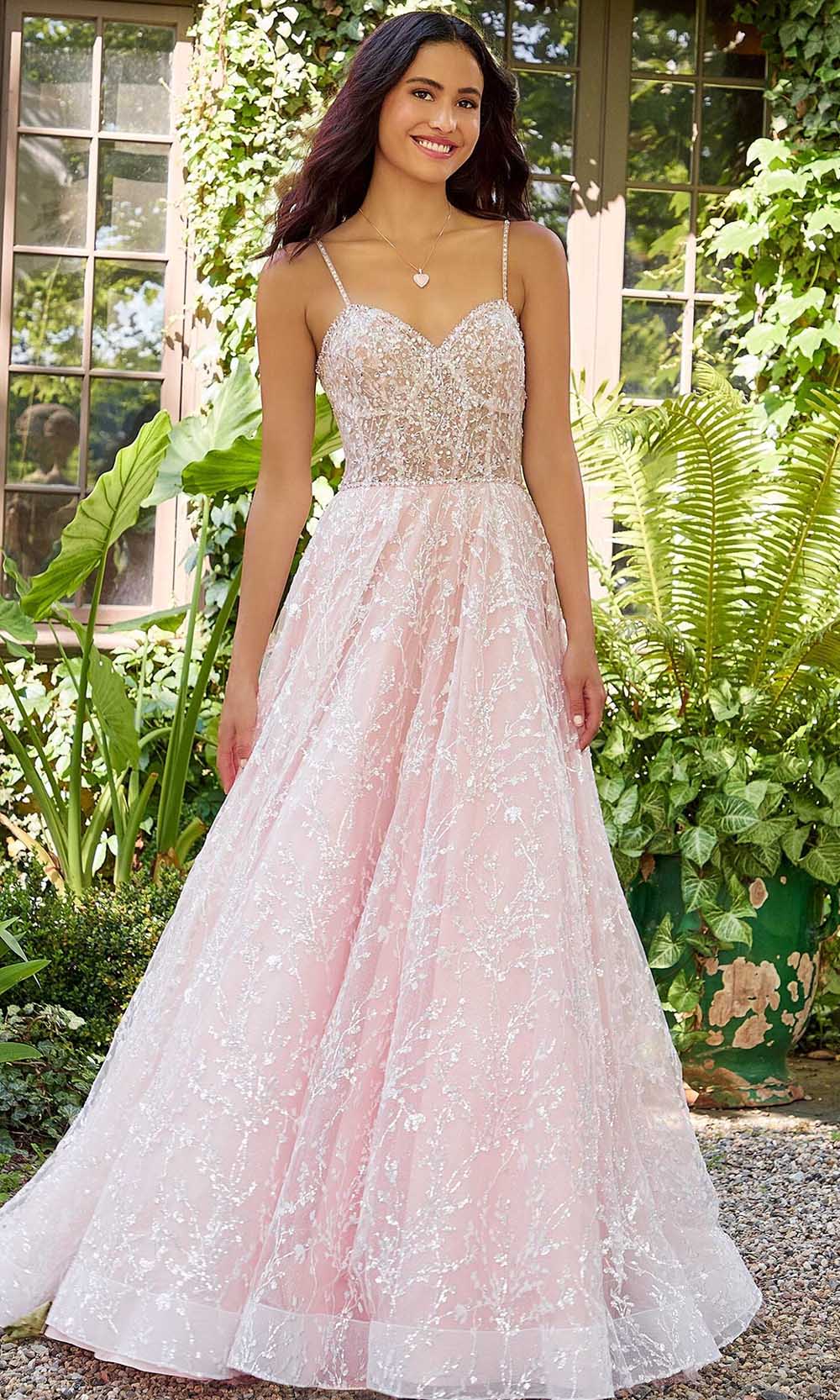 Mori Lee 47042 - Deep Sweetheart Neckline Formal Gown Prom Dresses 00 / Blush