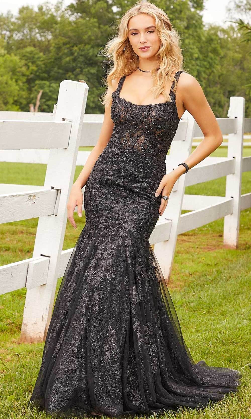 Mori Lee 47059 - Sleeveless Square Neck Evening Gown Prom Dresses 00 / Black