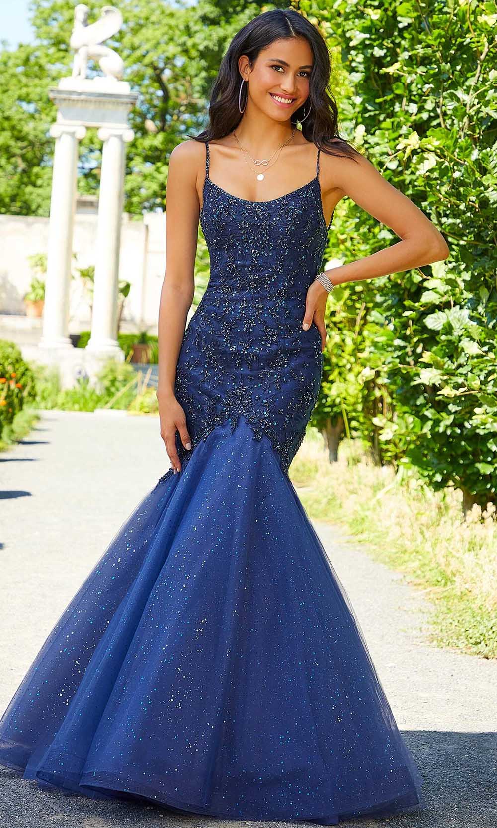 Mori Lee 47062 - Sleeveless Scoop Neck Long Gown Special Occasion Dress 00 / Navy