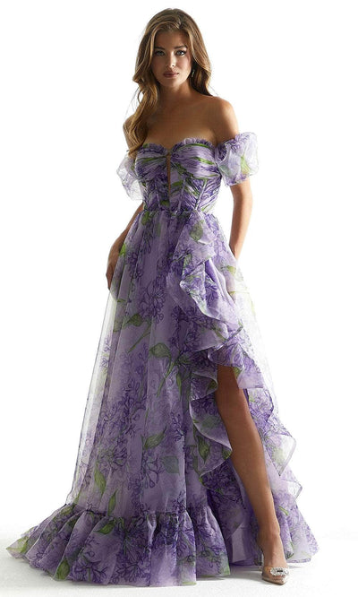 Mori Lee 49007 - Floral Strapless Gown Prom Dress 00 /  Lavender