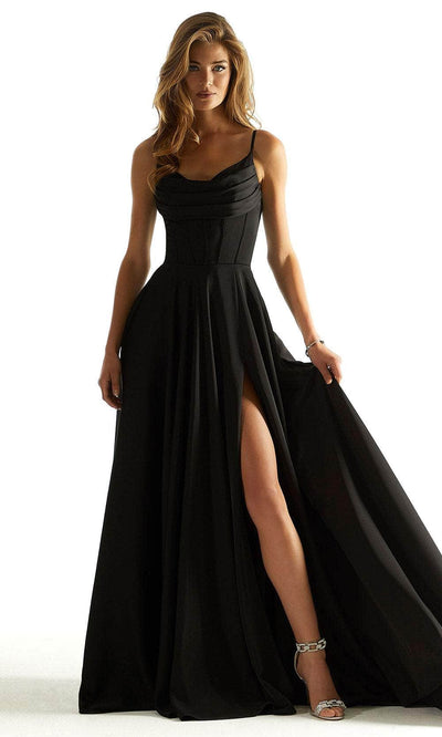 Mori Lee 49011 - Cowl Corset Prom Dress Prom Dress 00 /  Black