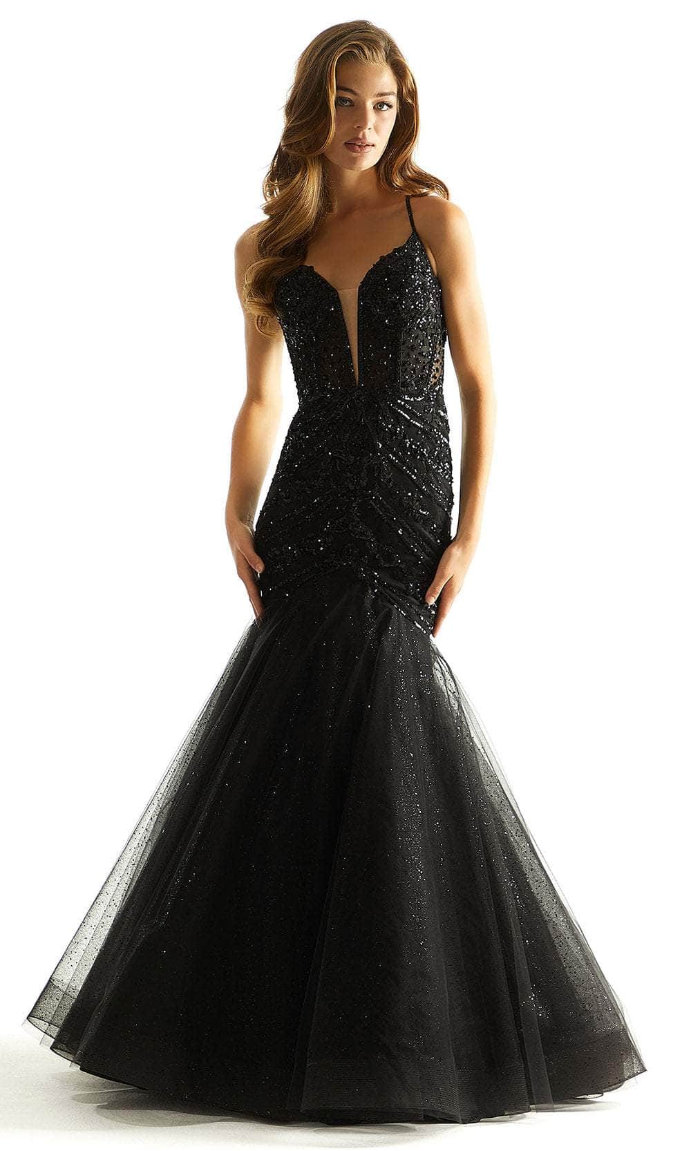 Mori Lee 49014 - Bead Patterned Prom Dress Prom Dress 00 /  Black