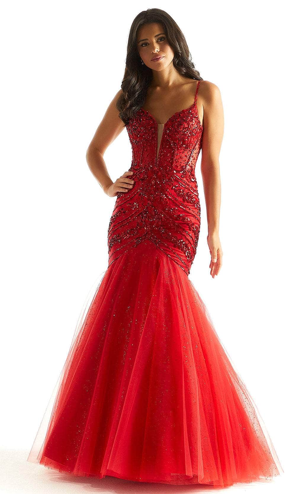 Mori Lee 49014 - Bead Patterned Prom Dress Prom Dress 00 /  Red