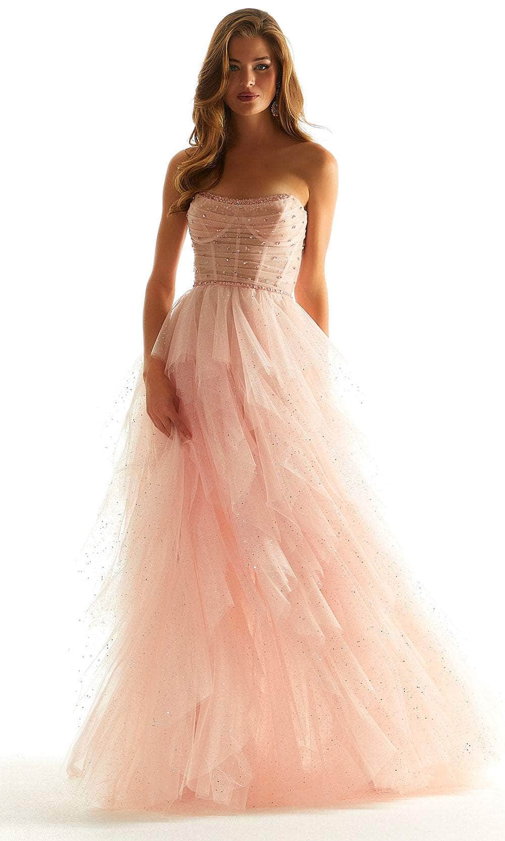 Mori Lee 49015 - Shirred Corset Prom Dress Prom Dress 00 /  Blush
