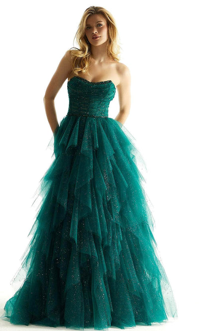 Mori Lee 49015 - Shirred Corset Prom Dress Prom Dress 00 /  Emerald