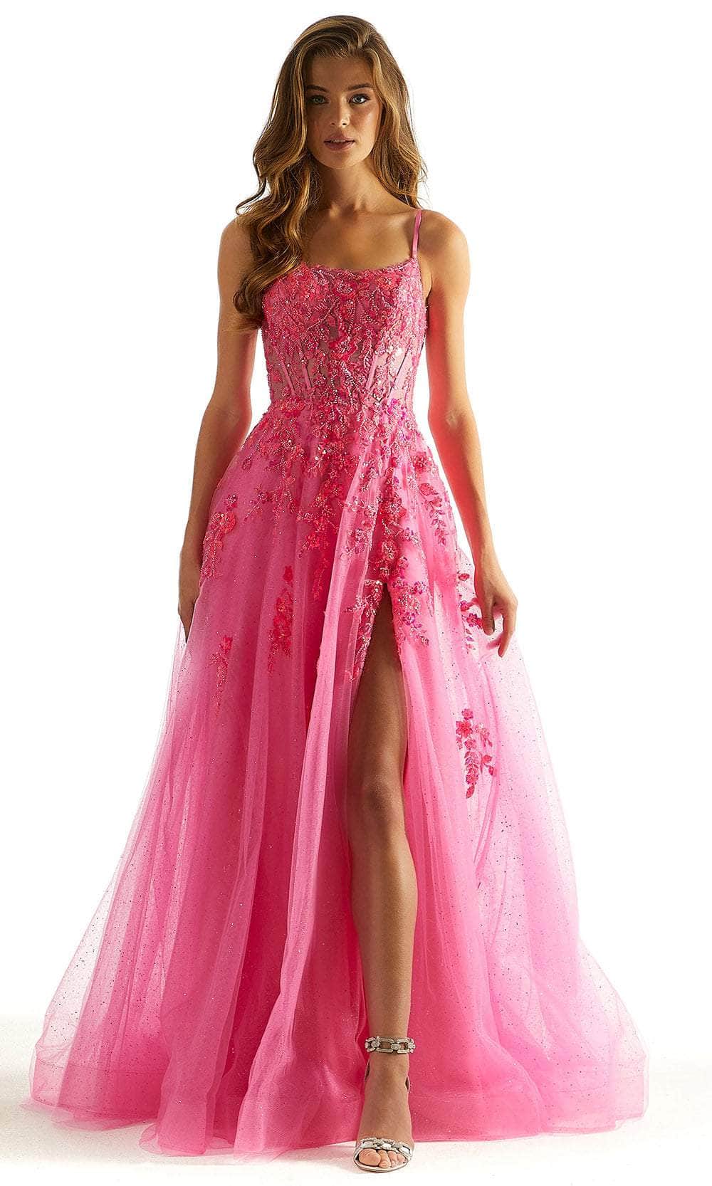 Mori Lee 49023 - Sheer Illusion Prom Dress Prom Dress 00 /  Neon Pink