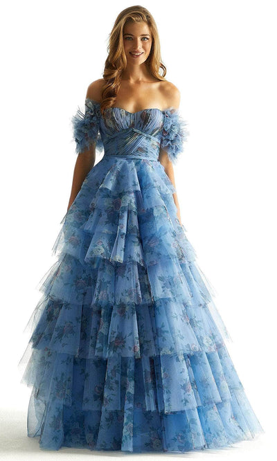 Mori Lee 49039 - Floral Tiered Prom Dress Prom Dress 00 /  French Blue