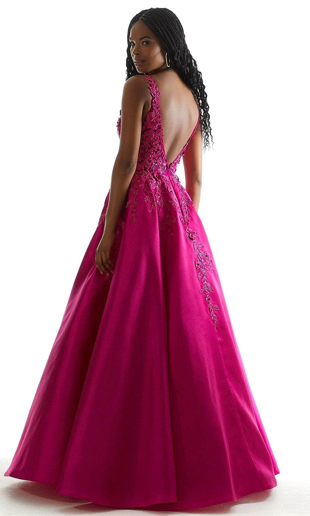 Mori Lee 49044 - Floral Detail Satin Prom Dress Prom Dress