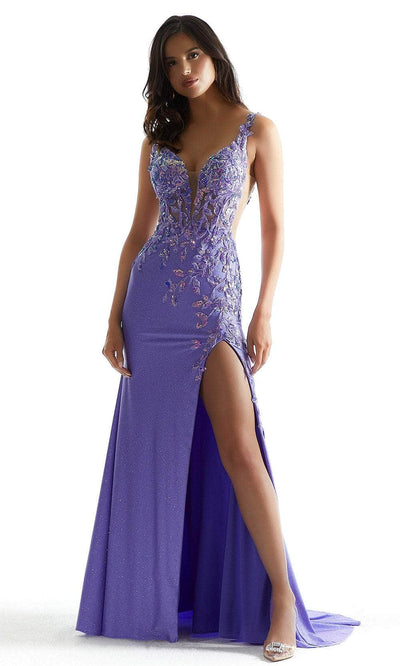Mori Lee 49045 - Corset Slit Prom Dress Prom Dress 00 /  Purple