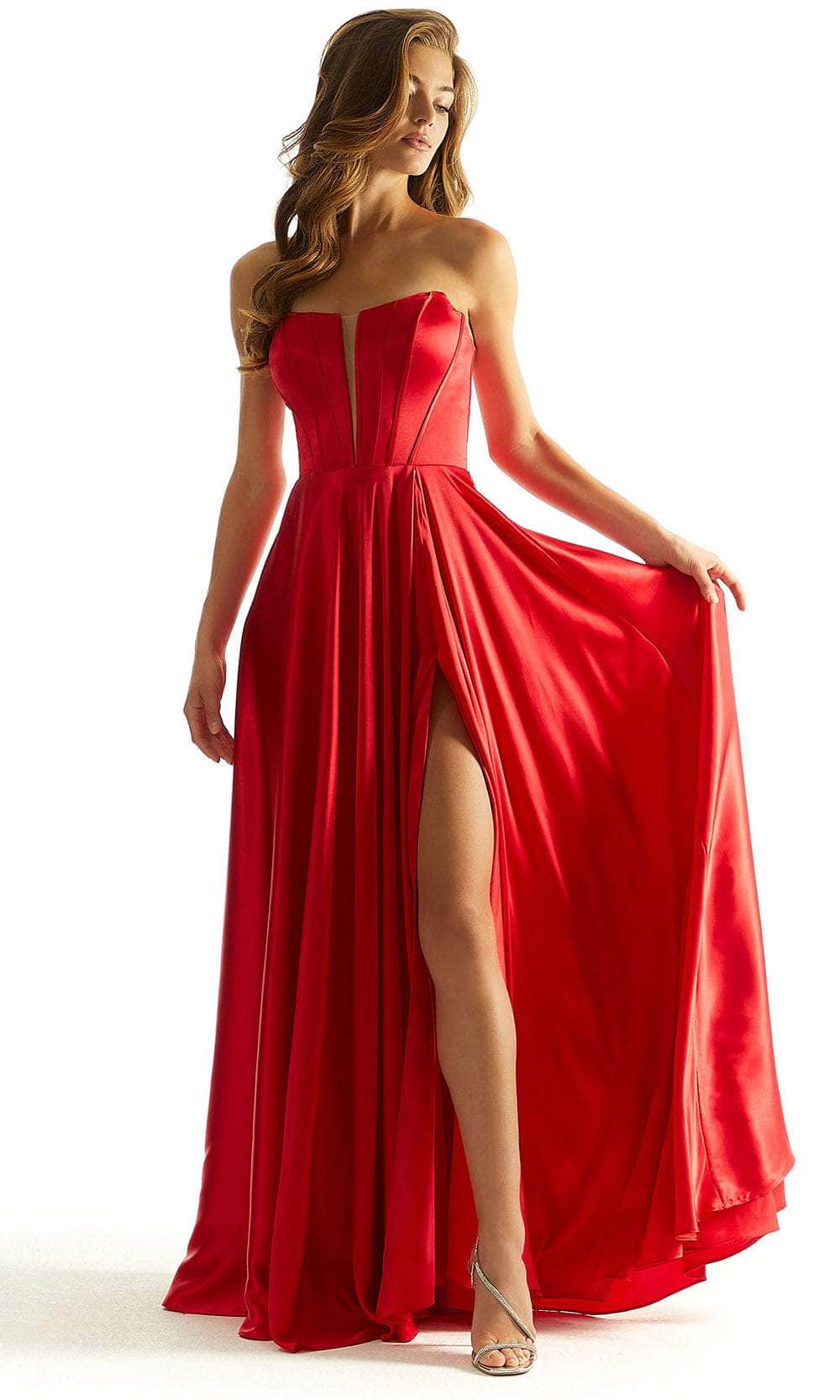 Mori Lee 49048 - High Slit A-Line Prom Dress Prom Dress 00 /  Red