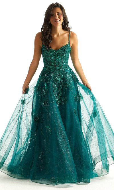 Mori Lee 49049 - Sequin Floral Prom Dress Prom Dress 00 /  Emerald