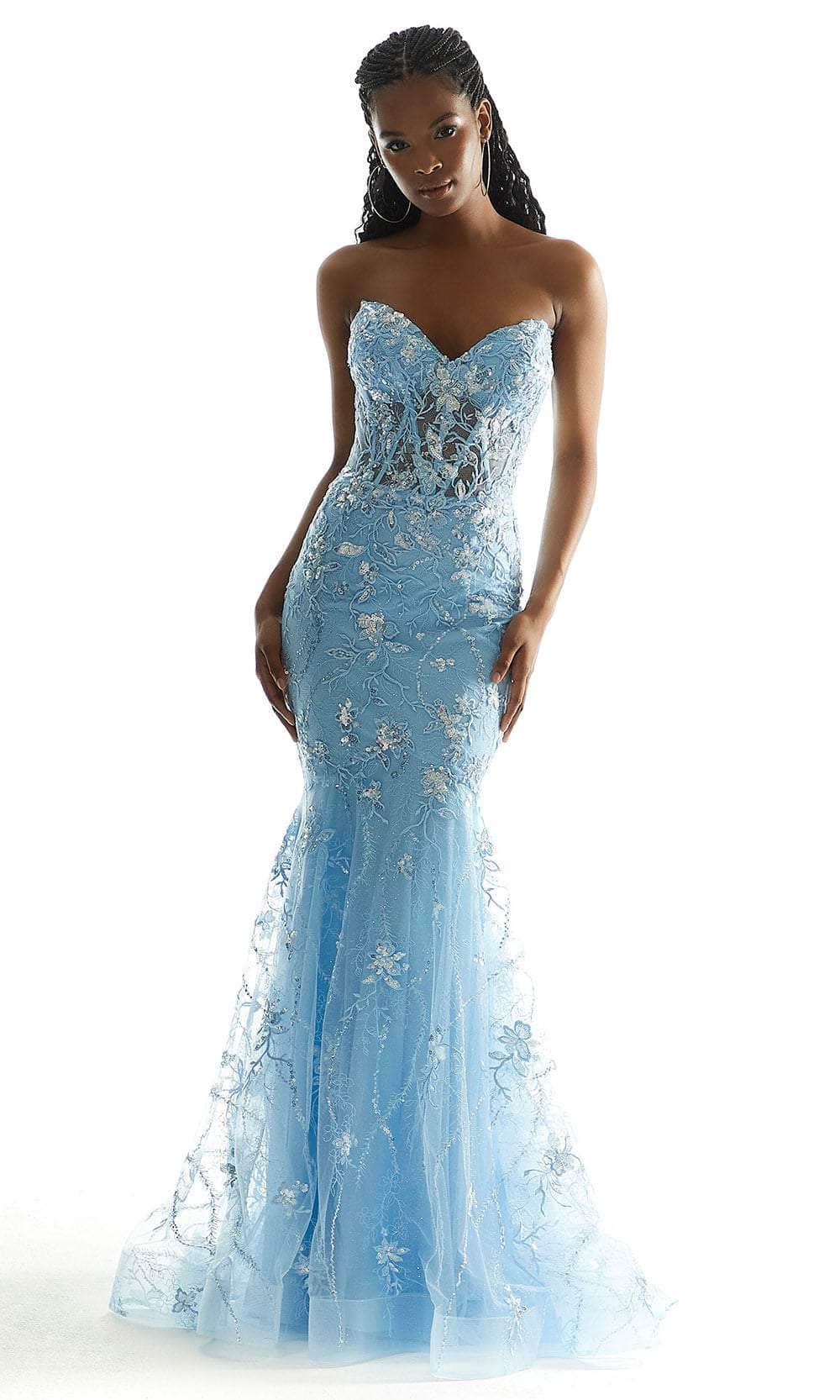 Mori Lee 49053 - Strapless Fitted Prom Dress Prom Dress 00 /  Light Blue