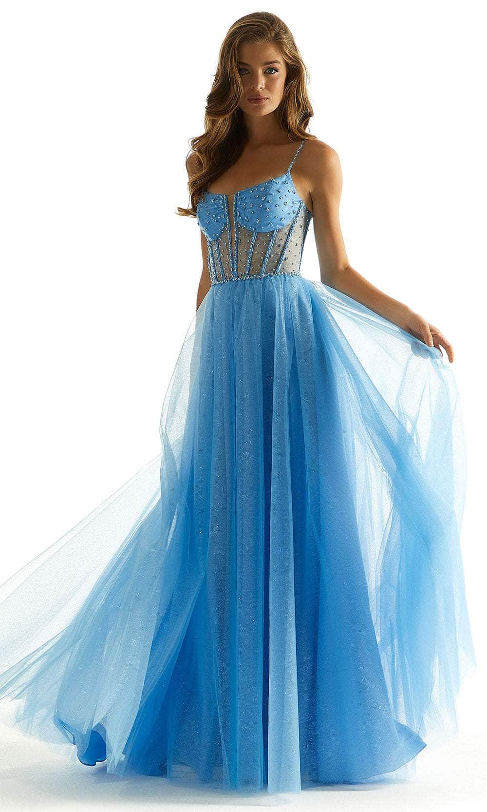 Mori Lee 49069 - Corset Tulle Prom Dress Prom Dress 00 /  French Blue