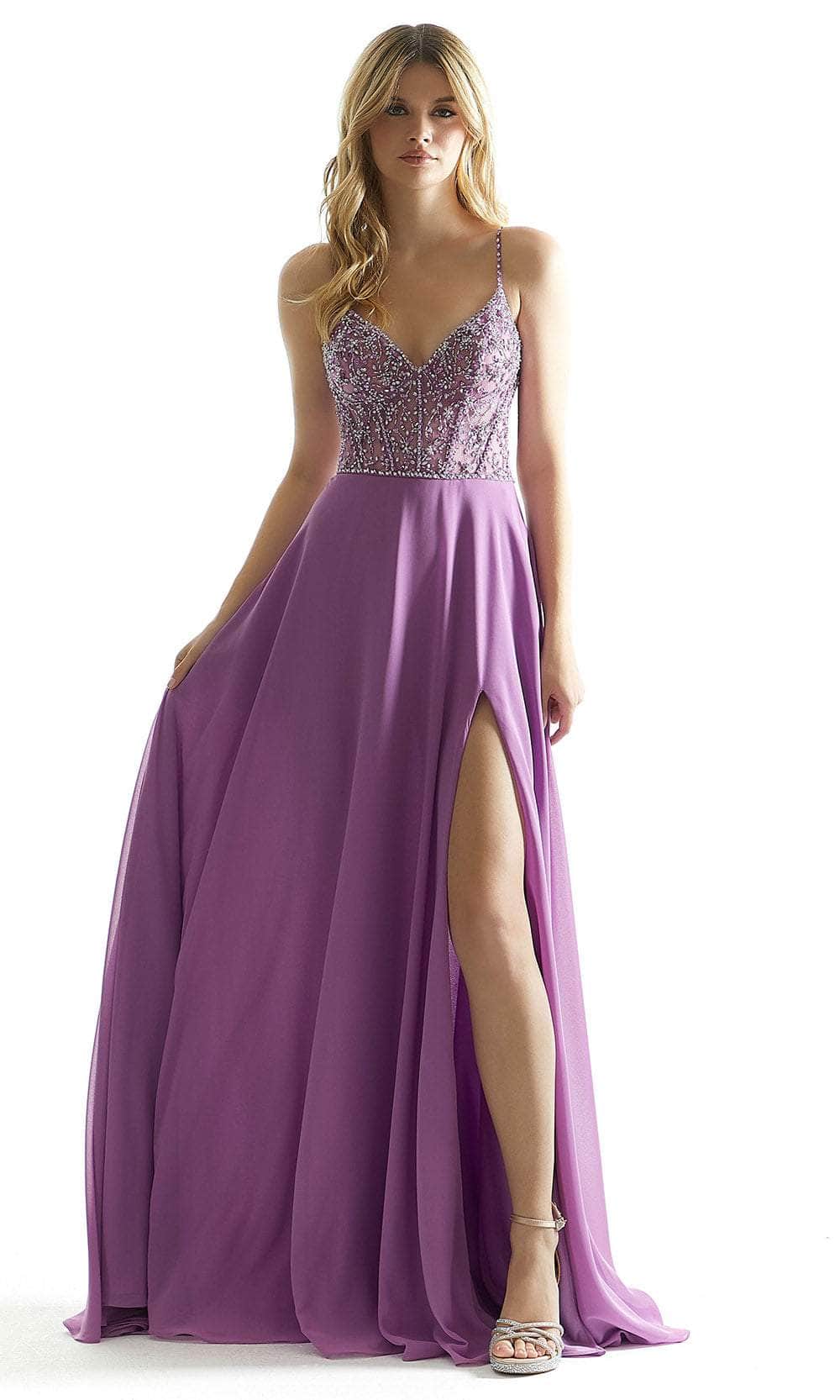 Mori Lee 49070 - Sheer High Slit Prom Dress Prom Dress