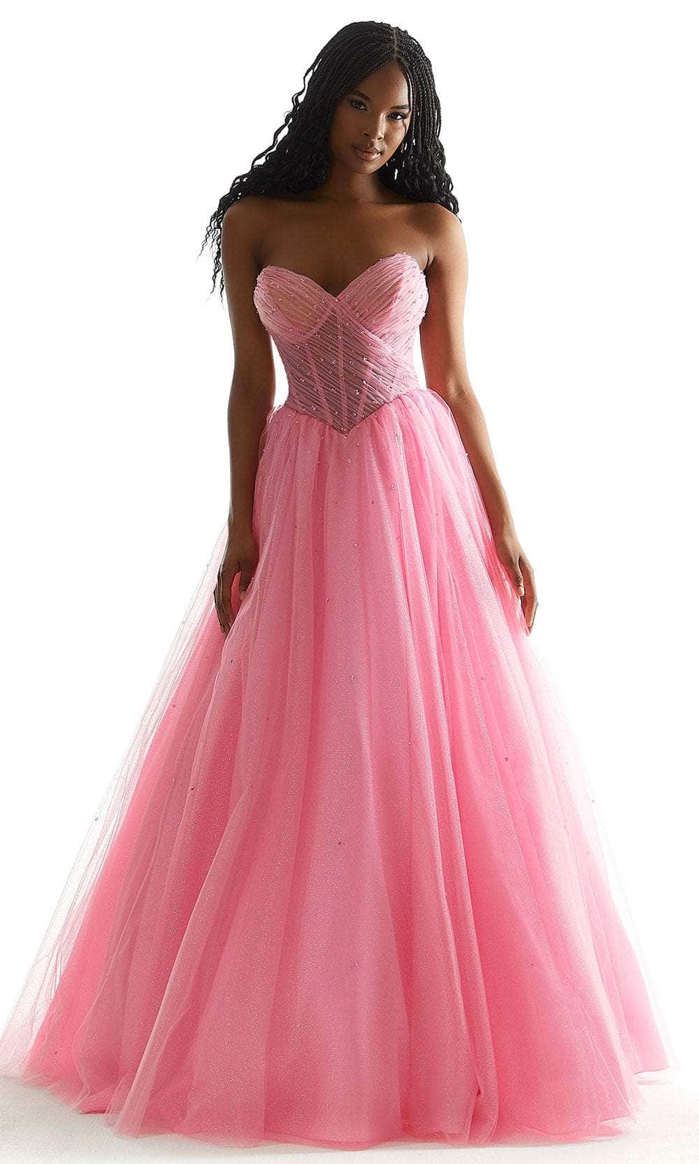 Mori Lee 49071 - Basque Sheer Prom Dress Prom Dress 00 /  Bubble