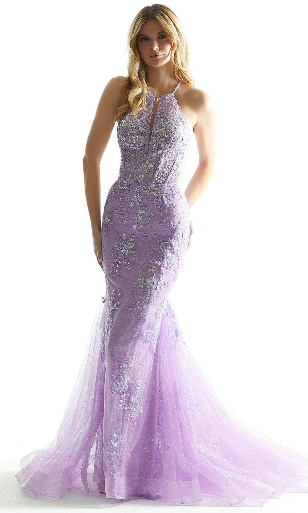 Mori Lee 49073 - Floral Sequin Prom Dress Prom Dress 00 /  Lilac