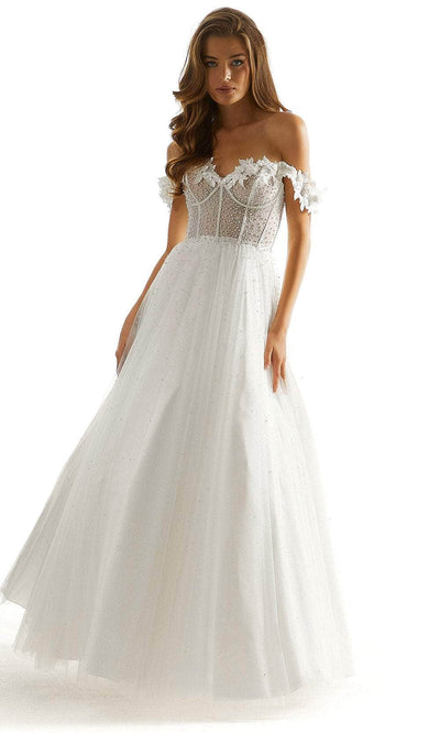 Mori Lee 49075 - Sheer Bustier Prom Dress Prom Dress 00 /  White
