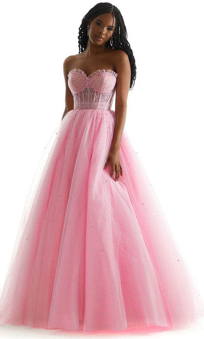 Mori Lee 49077 - Ruched Glitters Prom Dress Prom Dress 00 /  Pucker Up Pink / Bubble