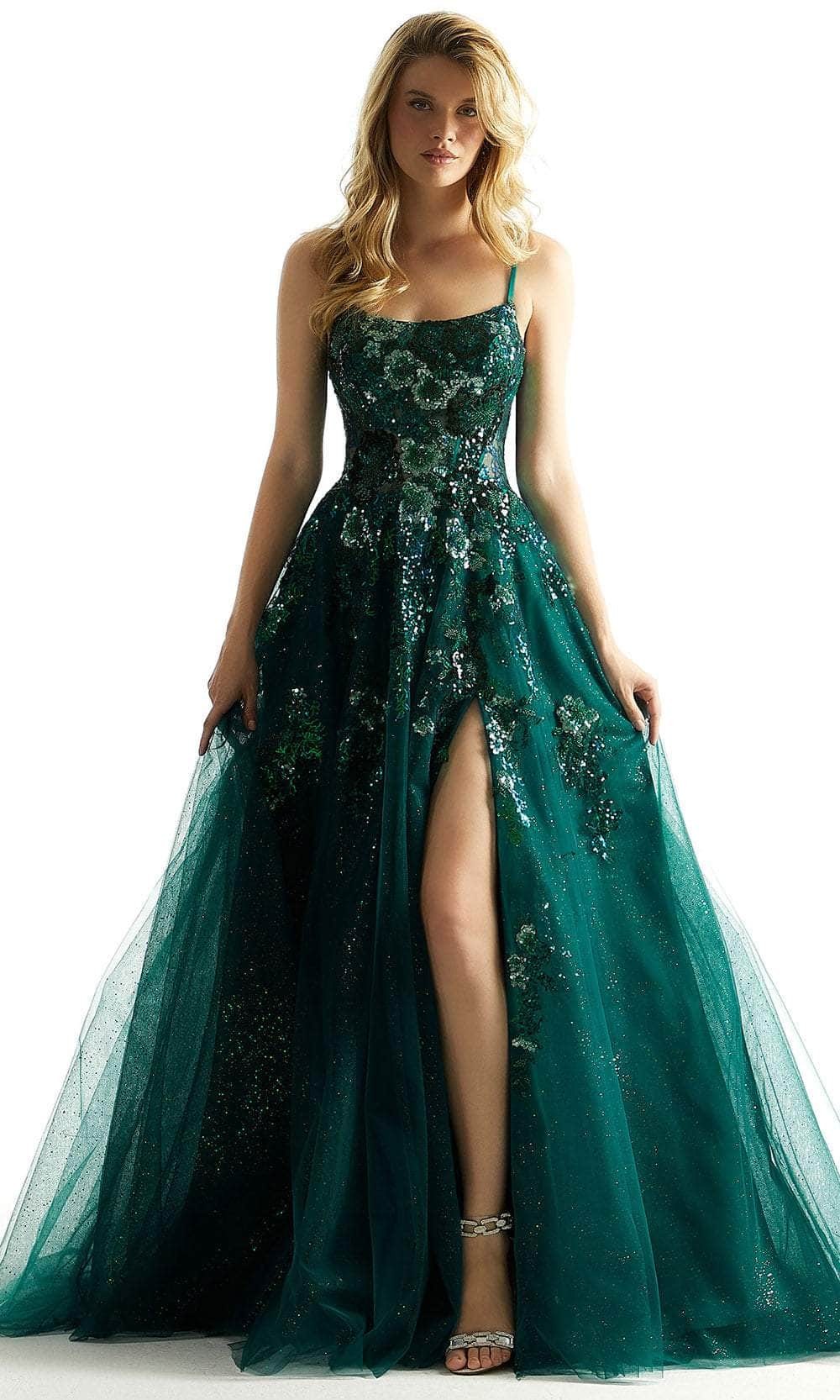Mori Lee 49083 - Sleeveless Scoop Neck Gown Prom Dress 00 /  Emerald