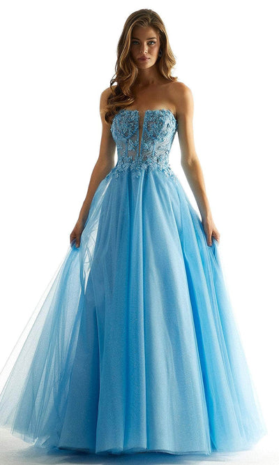 Mori Lee 49086 - Strapless Lace Prom Dress Prom Dress 00 /  French Blue / Bahama Blue