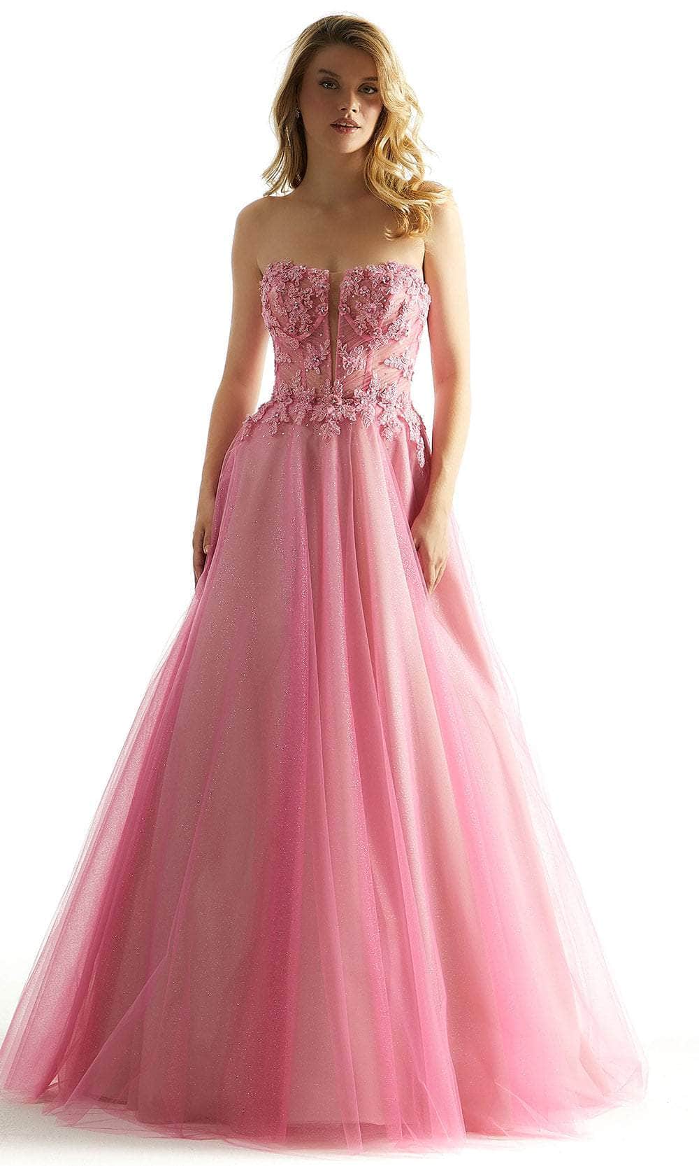 Mori Lee 49086 - Strapless Lace Prom Dress Prom Dress 00 /  Lipstick / Blush