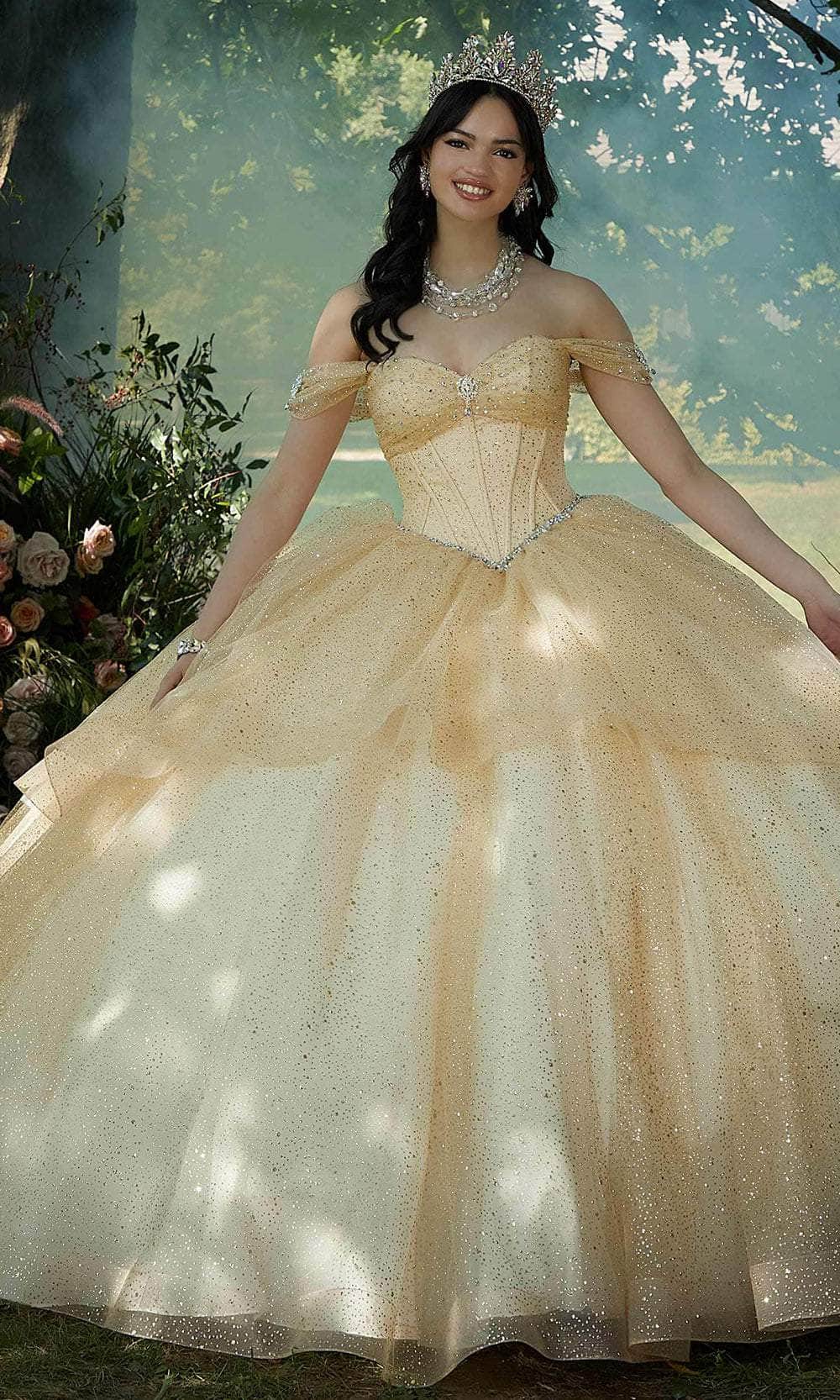 Mori Lee 60193 - Brooch Accented Sweetheart Neck Ballgown Ball Gown 00 /  Gold
