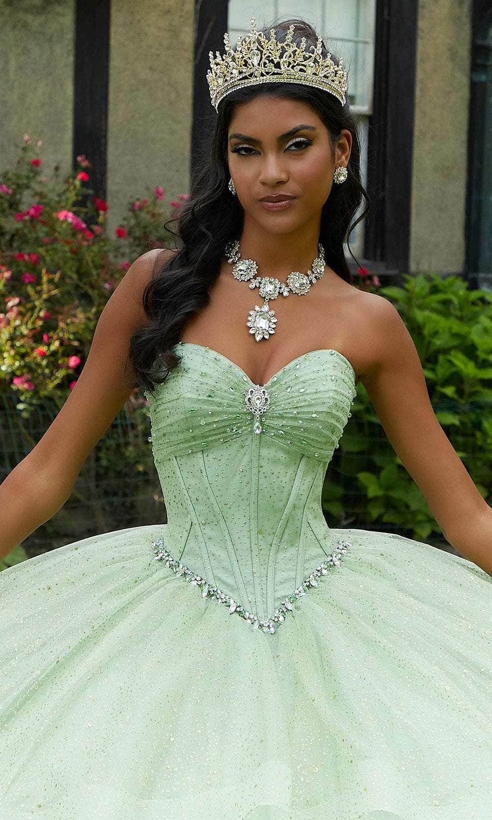 morilee green dress Mori Lee 89473 Plunging Neck Off-The-Shoulder Quinceanera Gown