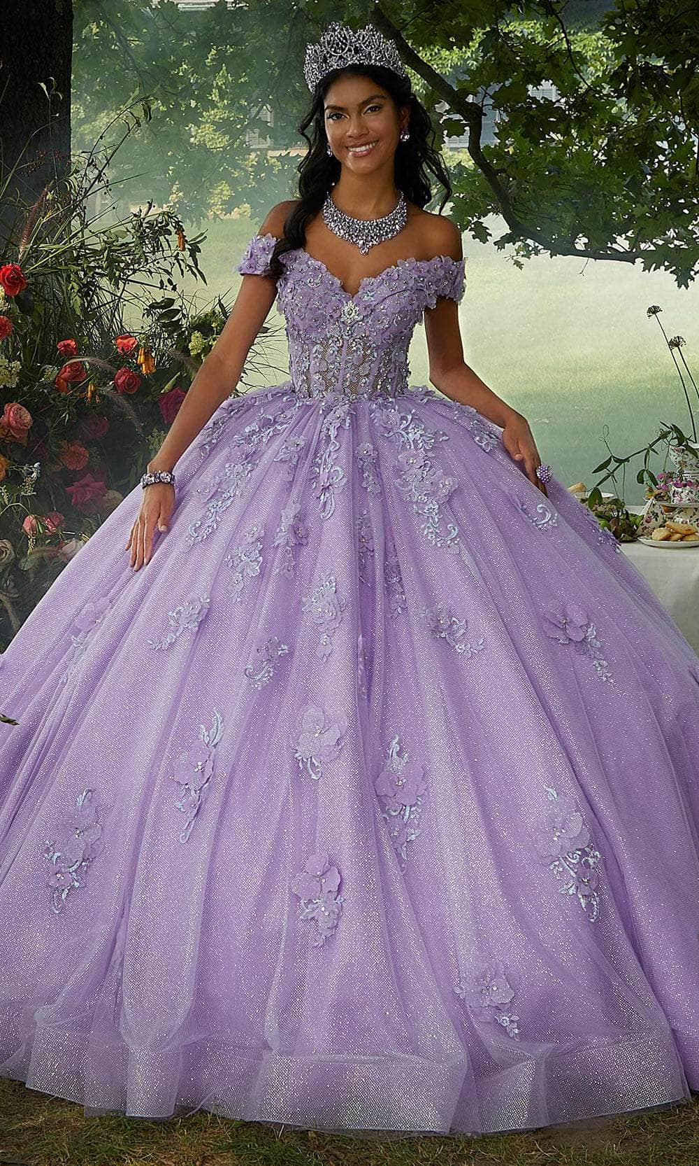 Mori Lee 60195 - Floral Off-Shoulder Ballgown Ball Gown 00 /  Orchid