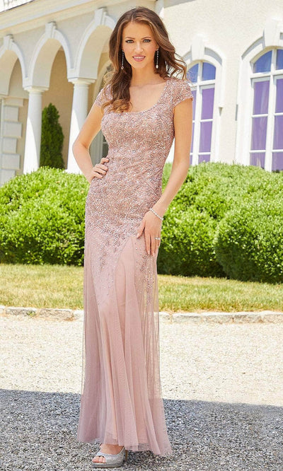 Mori Lee 72501 - Beaded Lace Evening Dress Evening Dresses 00 / Dusty Rose