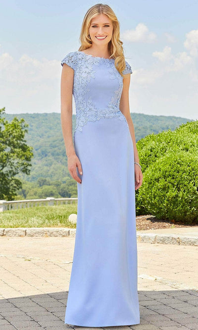 Mori Lee 72534 - Bateau Neckline Floral Evening Dress Evening Dresses 00 / Periwinkle