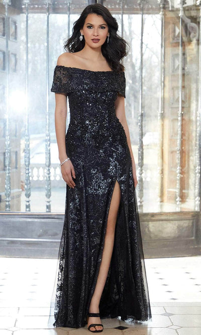 Mori Lee 72606 - Beaded Off-Shoulder Evening Gown Prom Dresses 00 / Black