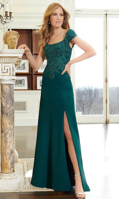 Mori Lee 72608 - Embellished Bodice Cap Sleeve Evening Gown Prom Dresses 00 / Emerald