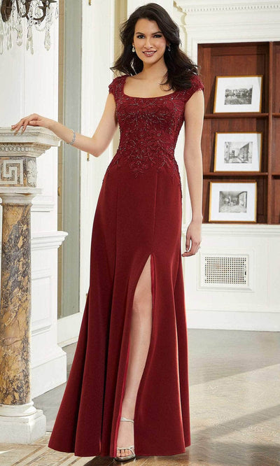 Mori Lee 72608 - Embellished Bodice Cap Sleeve Evening Gown Prom Dresses 00 / Wine