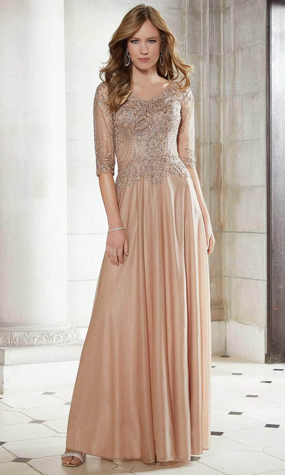 Mori Lee 72618 - Illusion Back Formal Gown Formal Gown 0 / Bronze