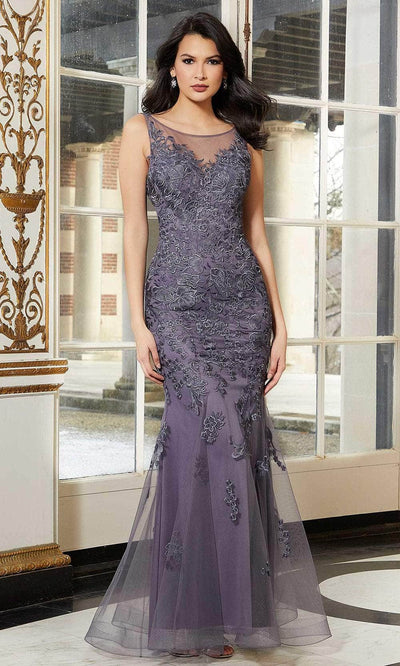 Mori Lee 72633 - Illusion Embroidered Mermaid Dress Evening Dresses 00 / Slate