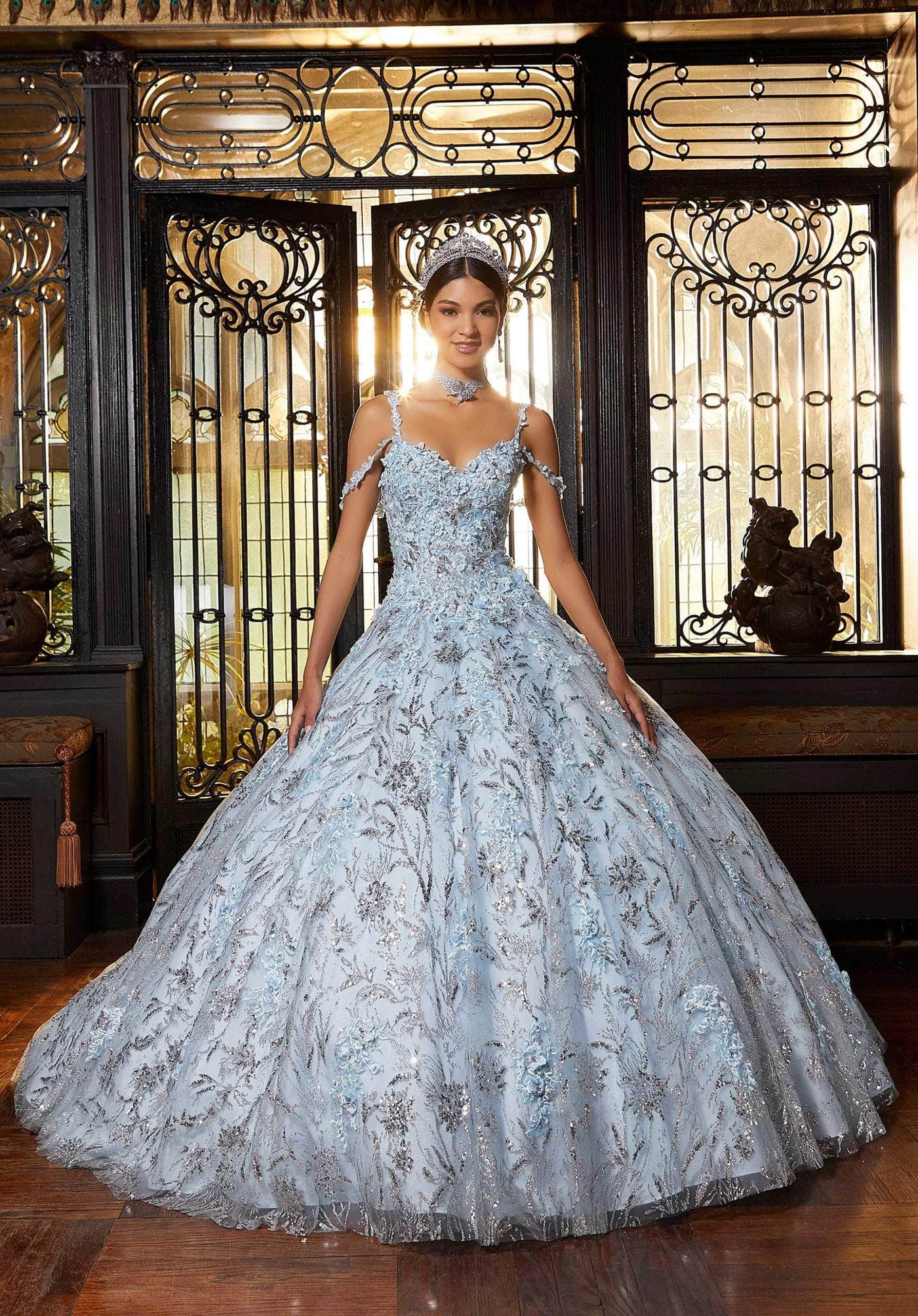 Mori Lee 89332 - Cold Shoulder Flora Embroidered Gown Special Occasion Dress