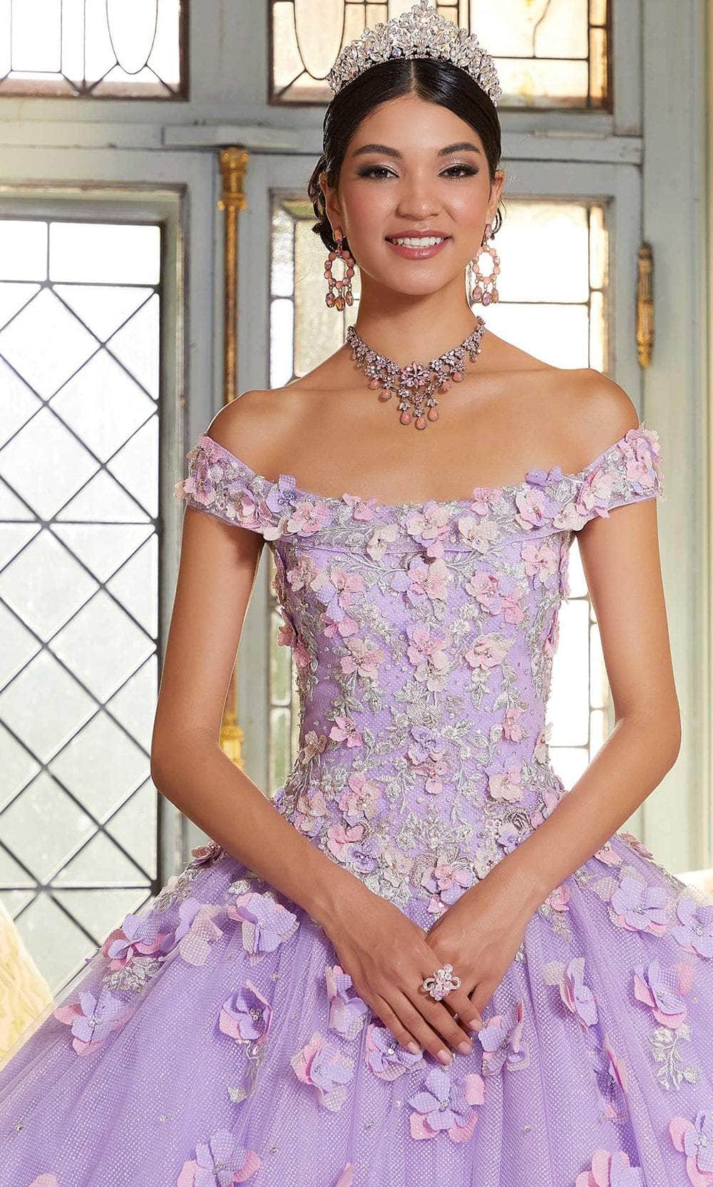 Mori Lee 89341 - Floral Appliqued Quinceañera Dress Ball Gowns