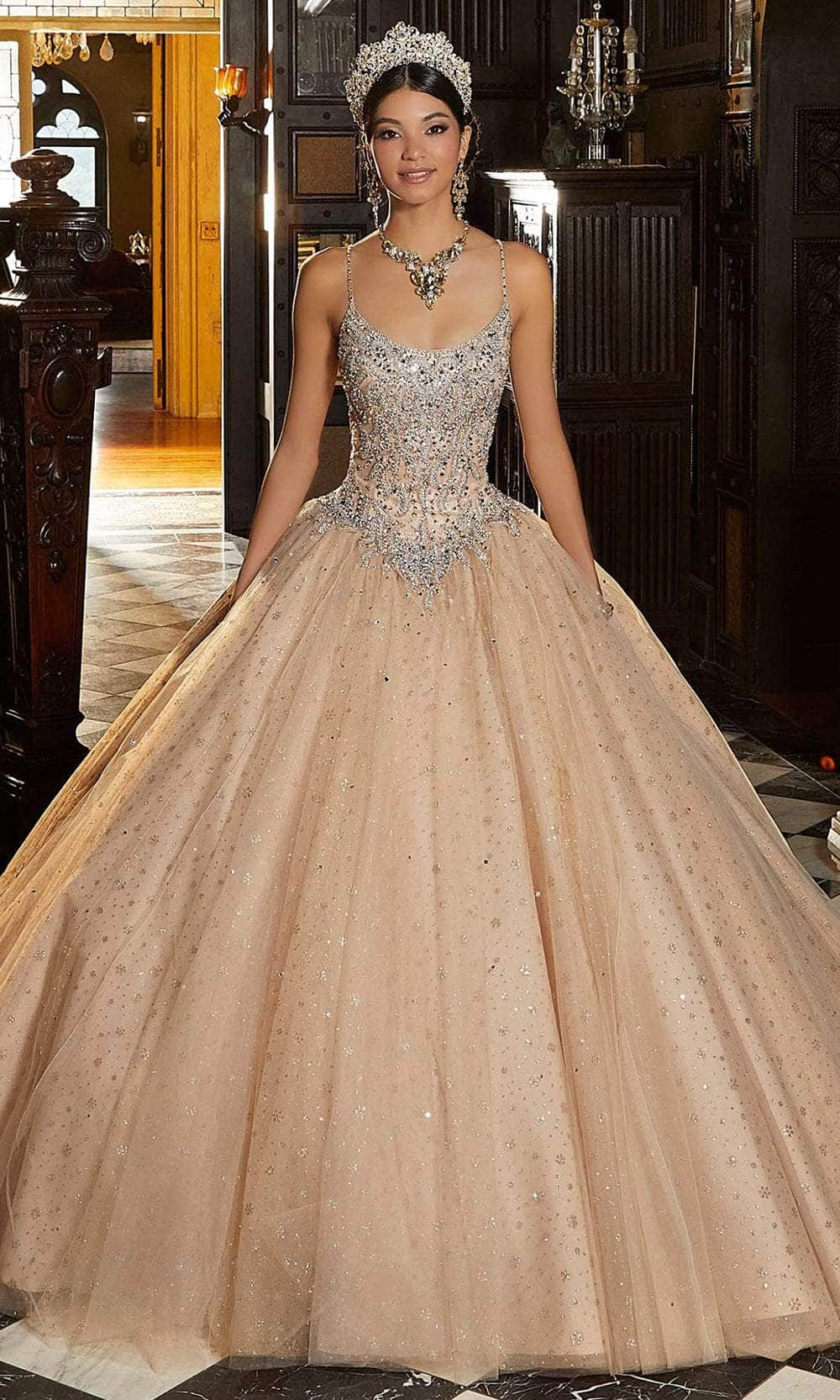 Mori Lee 89345 - Embroidered Metallic Net Ballgown Ball Gowns