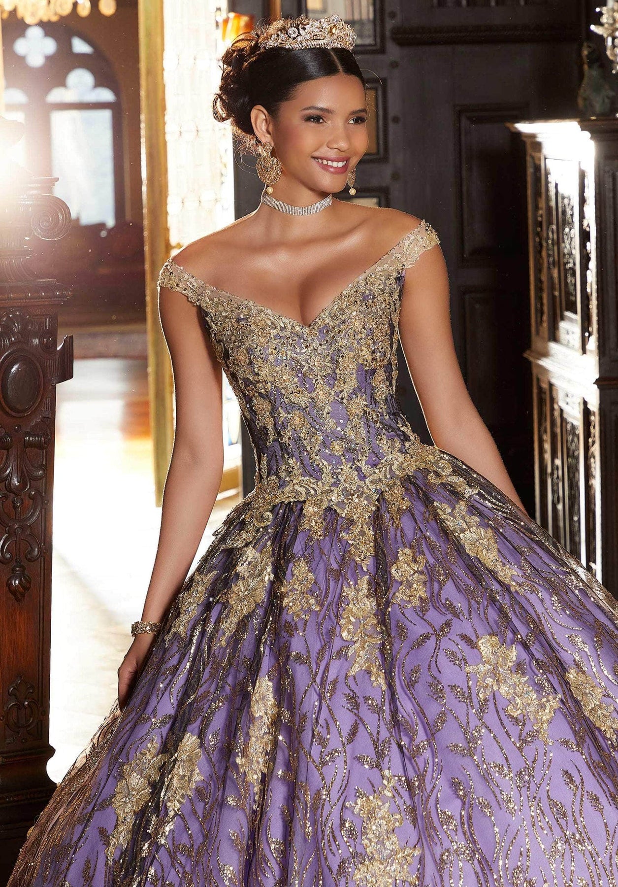 Mori Lee 89347 - Glittered V-Neck Quinceañera Dress Prom Dresses