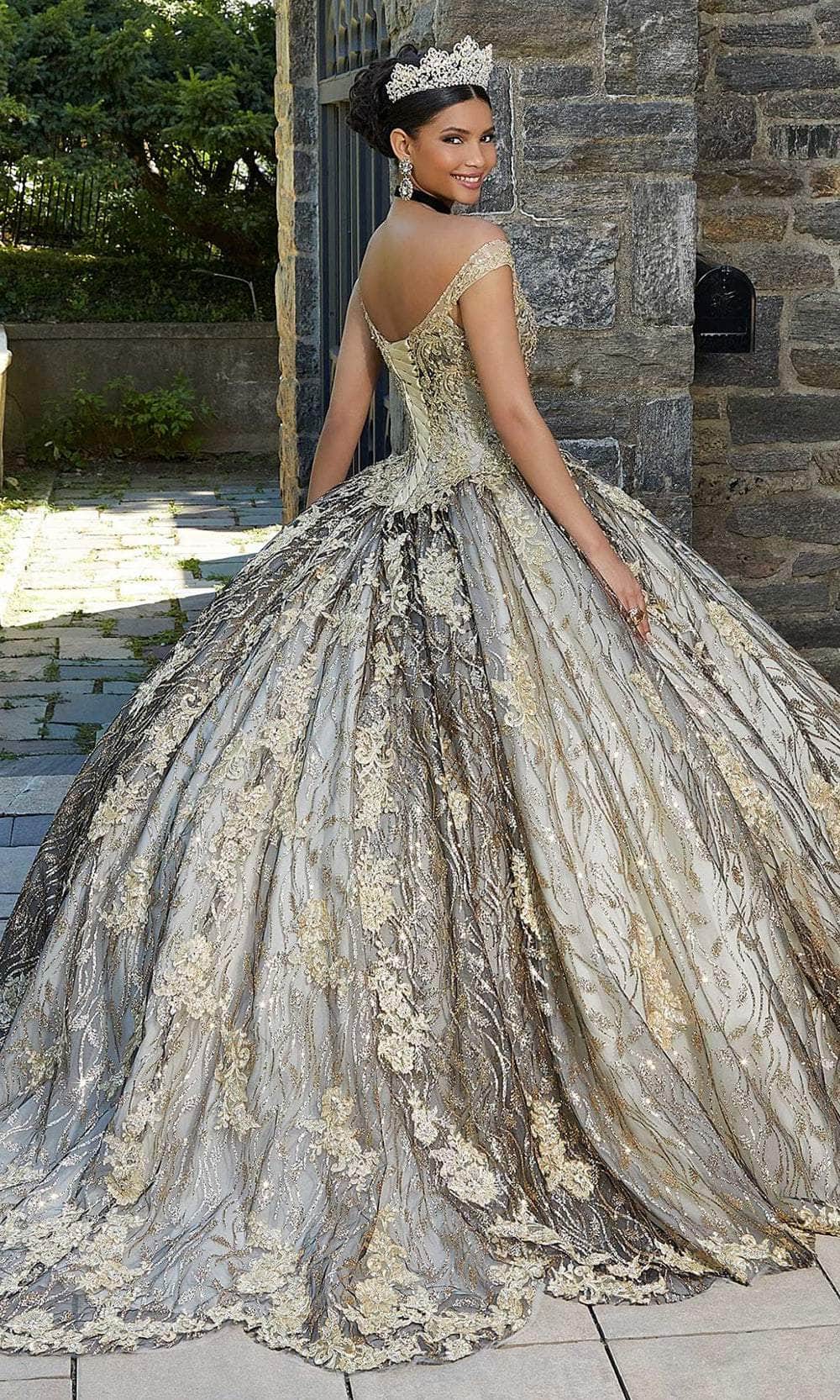 Mori Lee 89347 - Glittered V-Neck Quinceañera Dress Prom Dresses