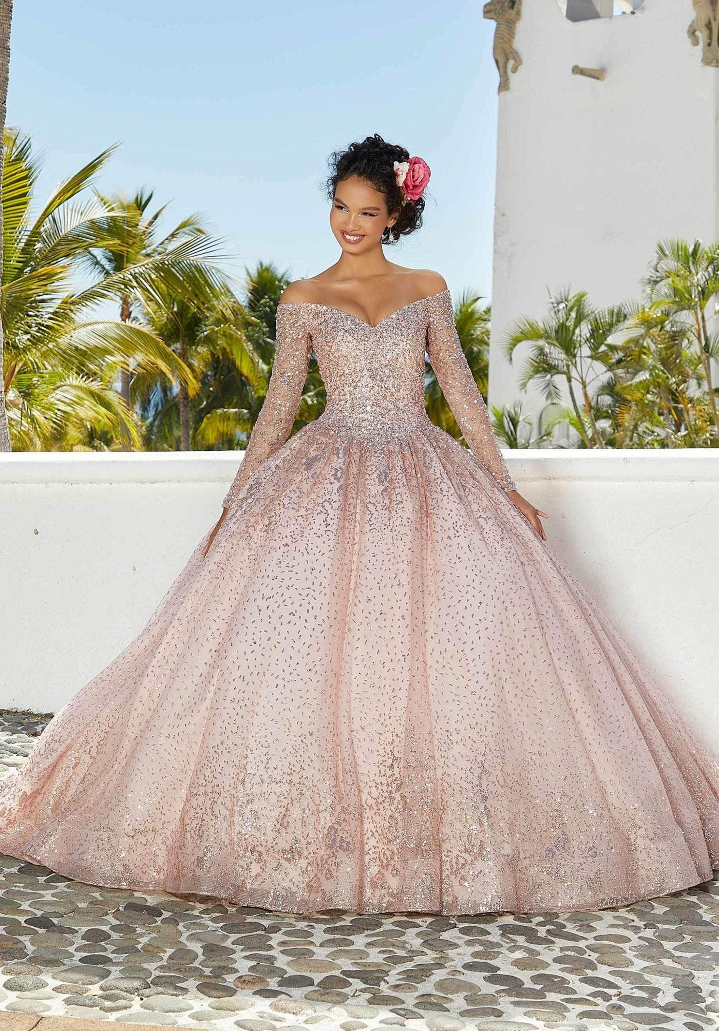 Mori Lee 89355 - Beaded Long Sleeves Quinceñera Dress Special Occasion Dress