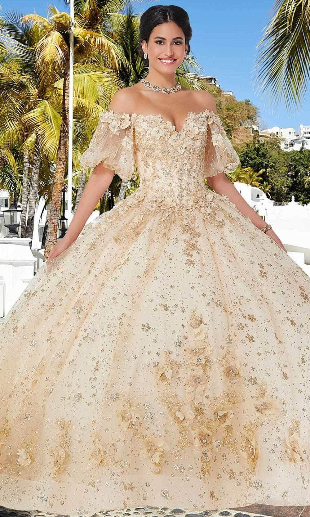 Mori Lee 89358 - Floral Appliqued Sweetheart Ballgown Quinceanera Dresses