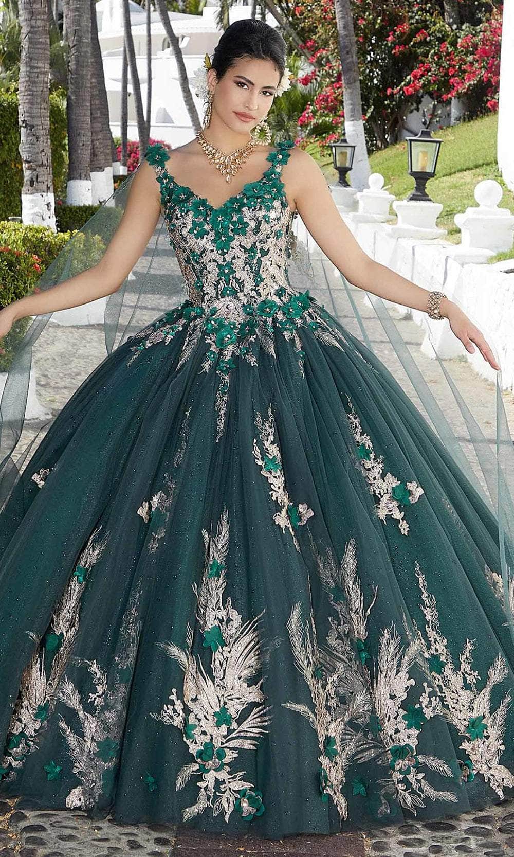 Mori Lee 89362 - Floral Appliqued Quinceañera Dress Prom Dresses