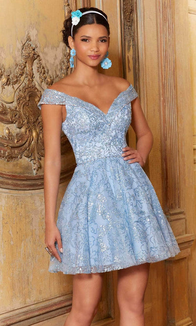 Mori Lee 9587 - Off Shoulder Sequined Short Dress Prom Dresses