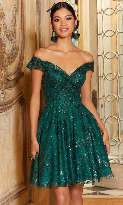 Mori Lee 9587 - Off Shoulder Sequined Short Dress Prom Dresses