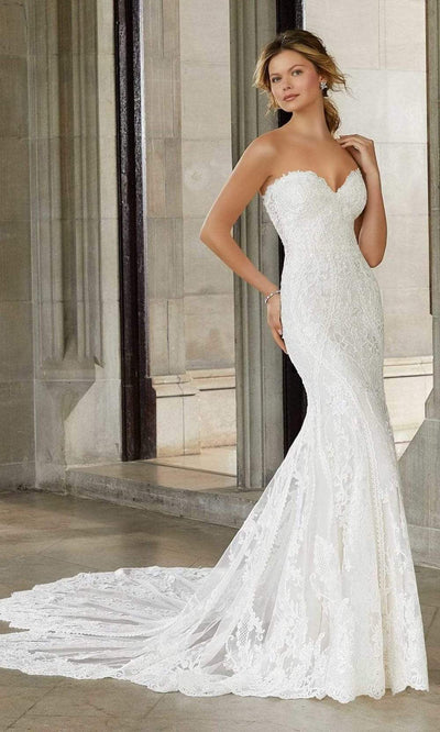 Mori Lee Bridal - 2143 Serena Sweetheart Lace Net Mermaid Gown Wedding Dresses 2 / Ivory/Champagne