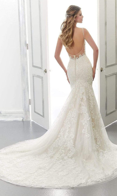 Mori Lee Bridal - 2172 Aria Sleeveless V-Neck Pearl Beaded Lace Gown Wedding Dresses